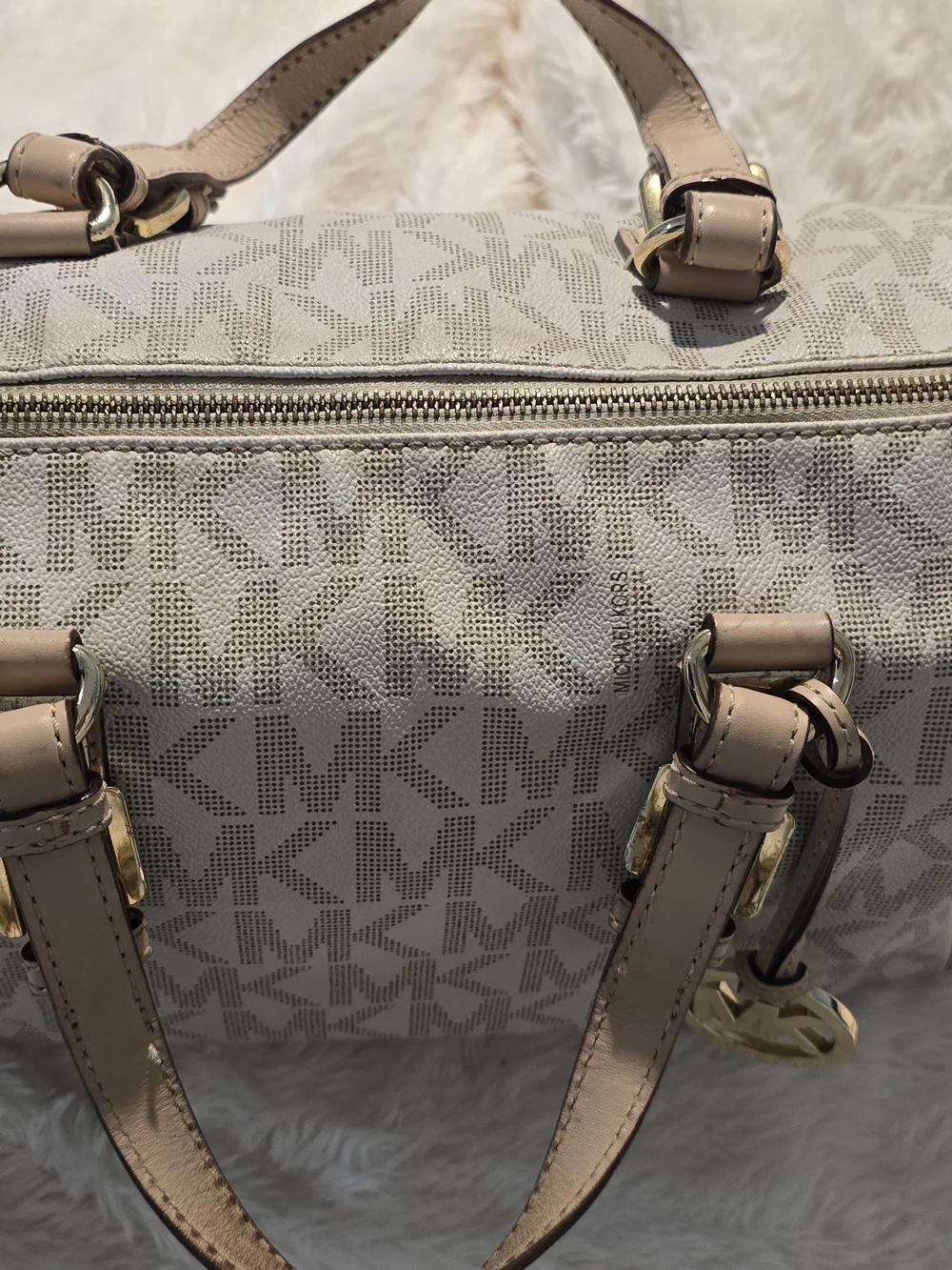 Michael Kors Beige Logo Satchel Bag